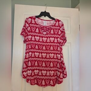EUC Minnie Mouse Christmas/Holiday Top Size Large